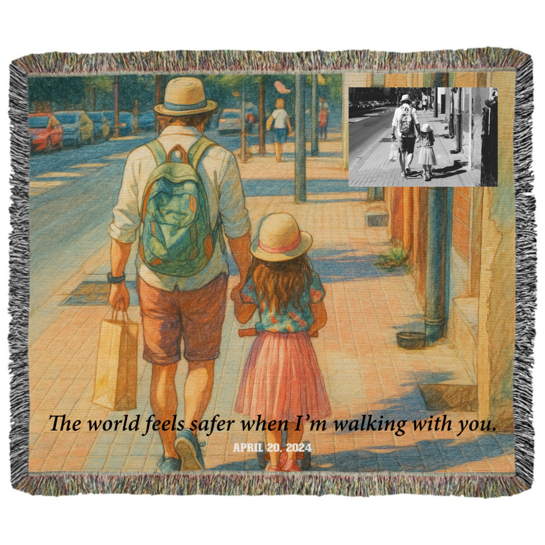 Personalized Father-Daughter Woven Memory Blanket
