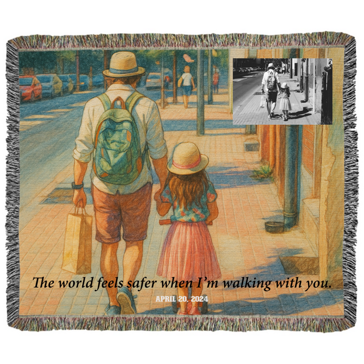 Personalized Father-Daughter Woven Memory Blanket