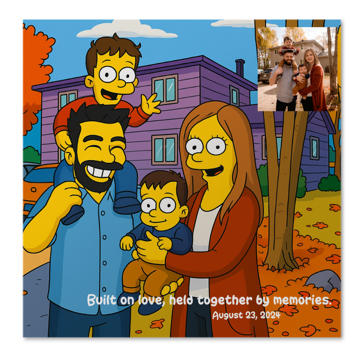 family photo cartoonized, gift for family