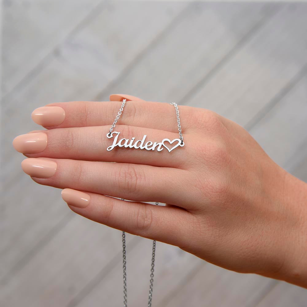 Personalized Name Necklace with Heart Charm - Valentine