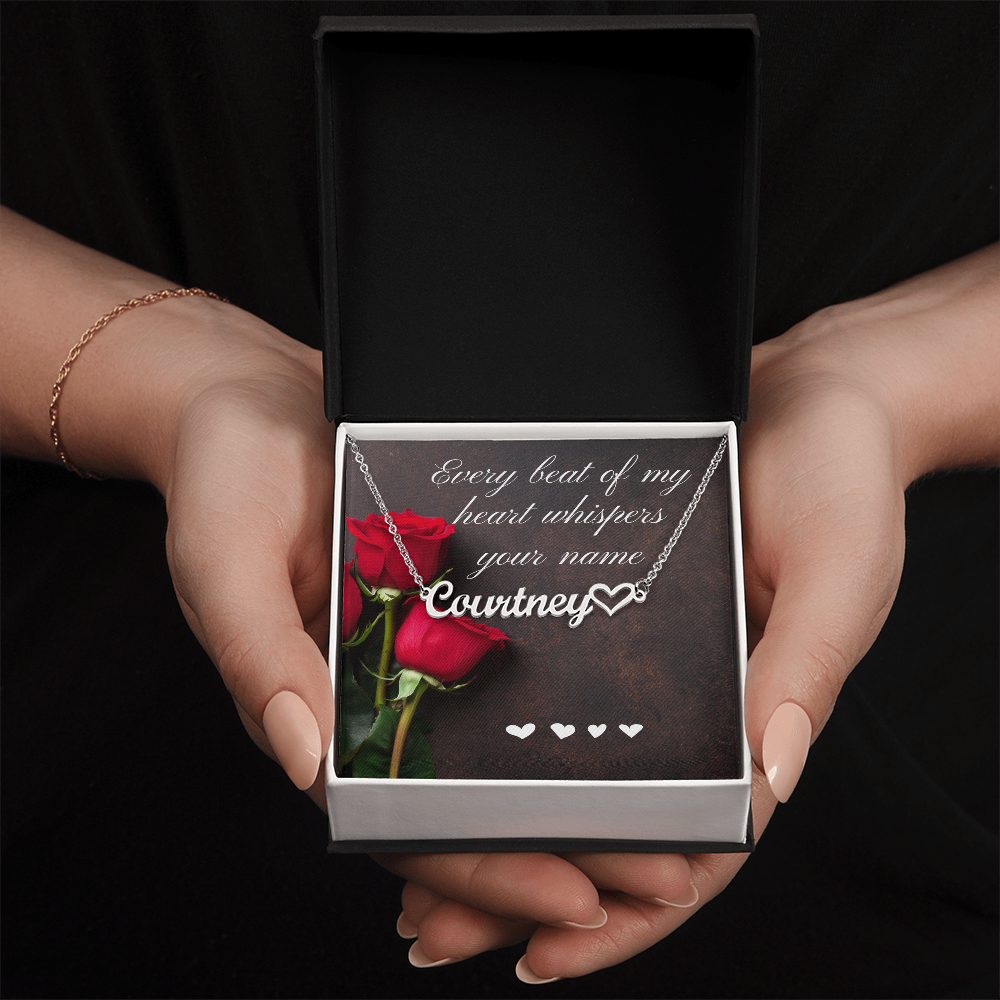 Personalized Name Necklace For Her - Every Beat Of My Heart