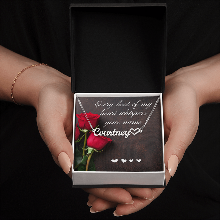 Personalized Name Necklace For Her - Every Beat Of My Heart