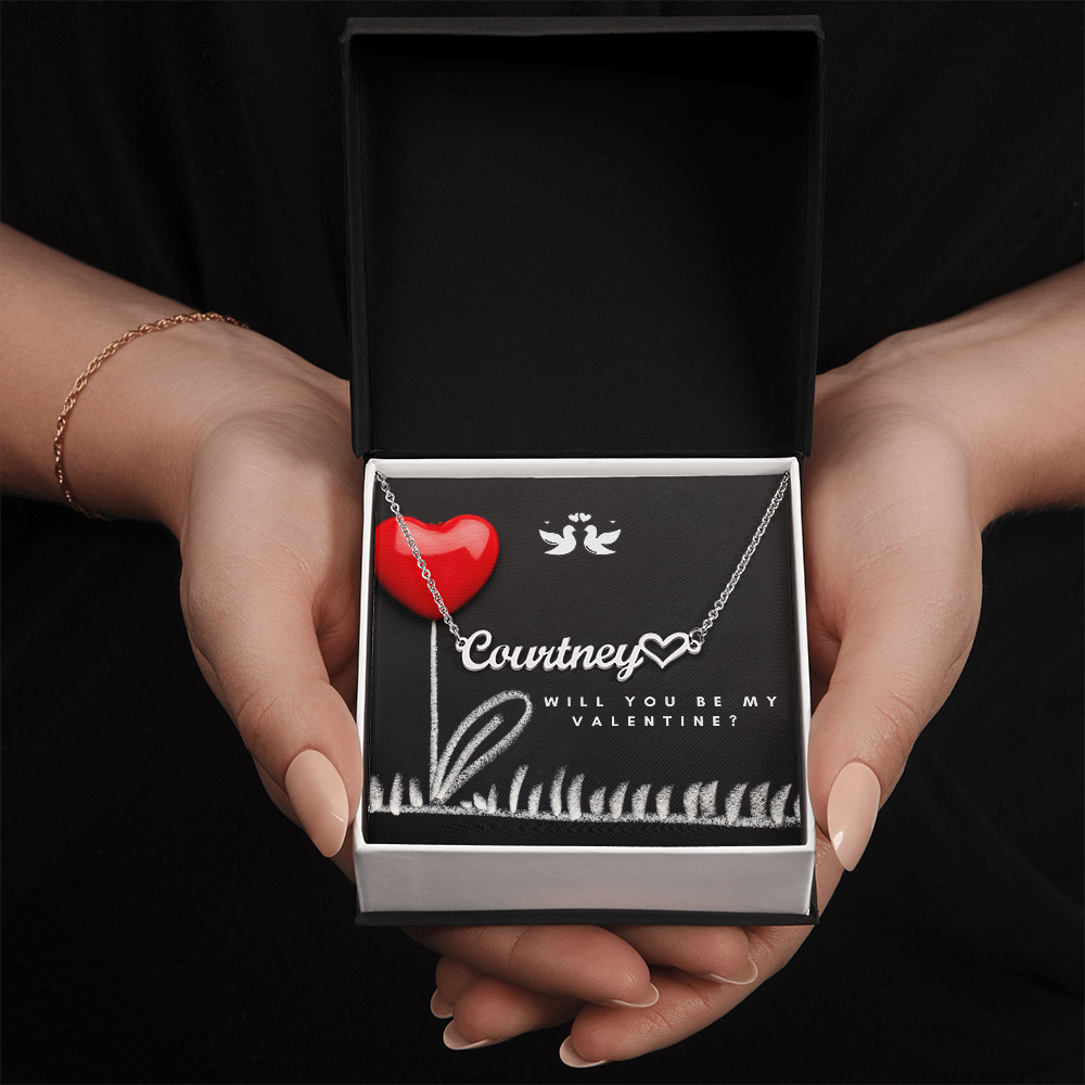 Personalized Name Necklace with Heart Charm - Valentine