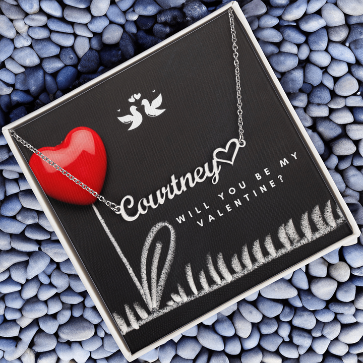 Personalized Name Necklace with Heart Charm - Valentine