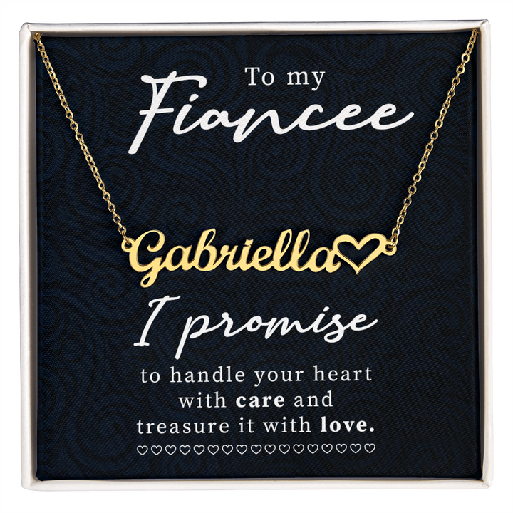Personalized Name Necklace for Fiancée – Gift with Heart Charm
