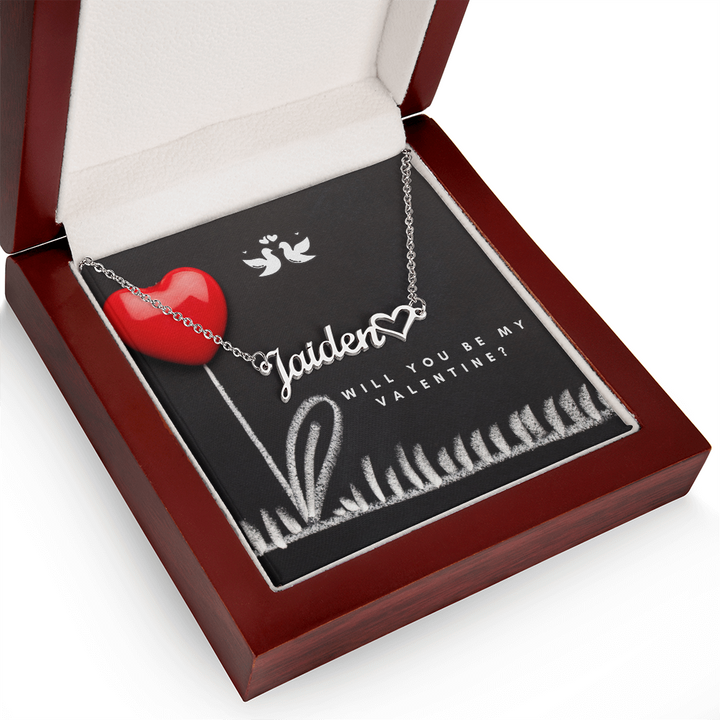 Personalized Name Necklace with Heart Charm - Valentine