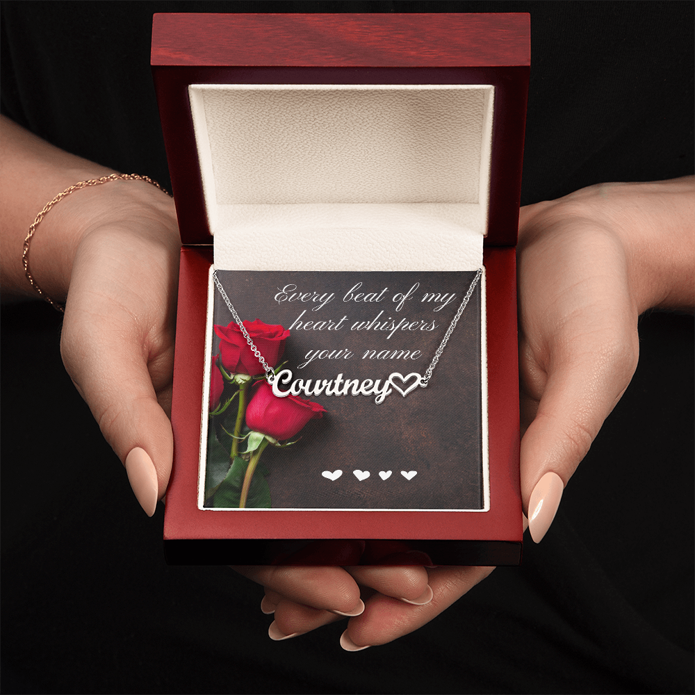 Personalized Name Necklace For Her - Every Beat Of My Heart