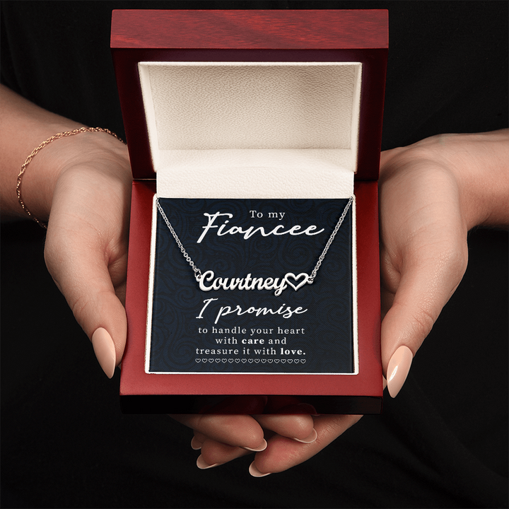 Personalized Name Necklace for Fiancée – Gift with Heart Charm