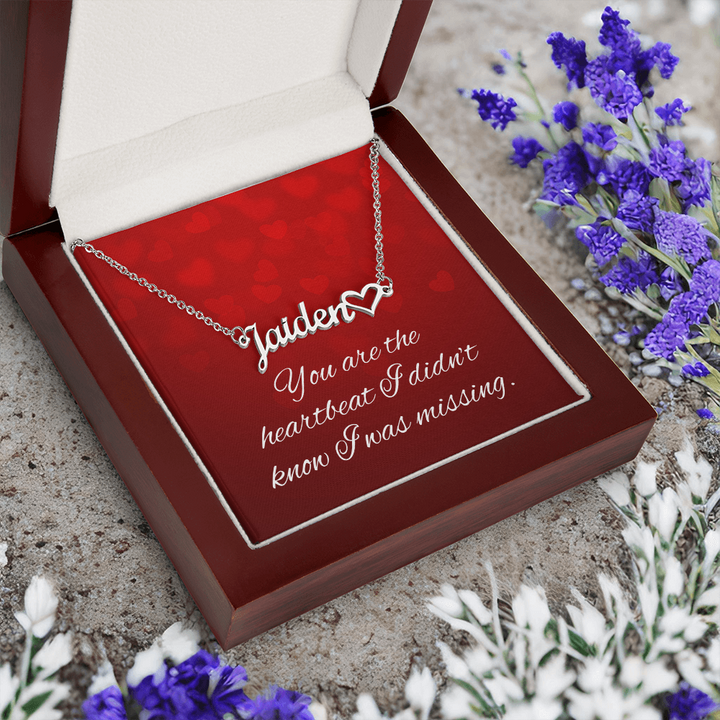Personalized Heart Name Necklace for Her - You Are The Heartbeat