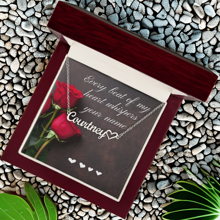 Personalized Name Necklace For Her - Every Beat Of My Heart