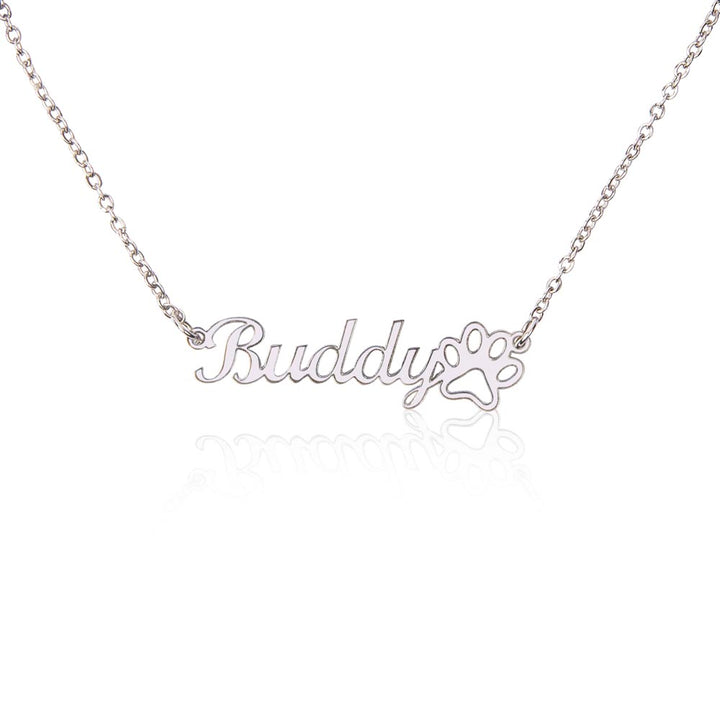 Pet Name Necklace with Paw