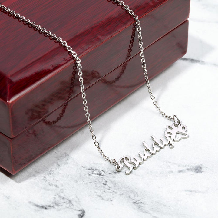 Pet Name Necklace with Paw
