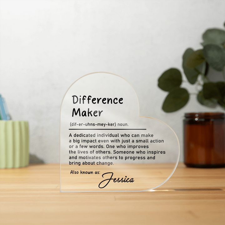 Heart-Shaped Personalized Difference Maker Plaque