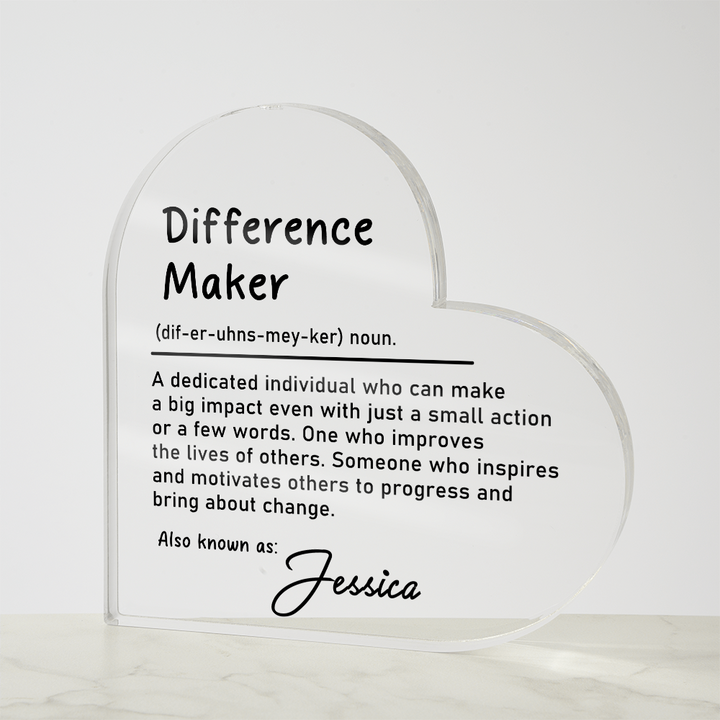 Heart-Shaped Personalized Difference Maker Plaque
