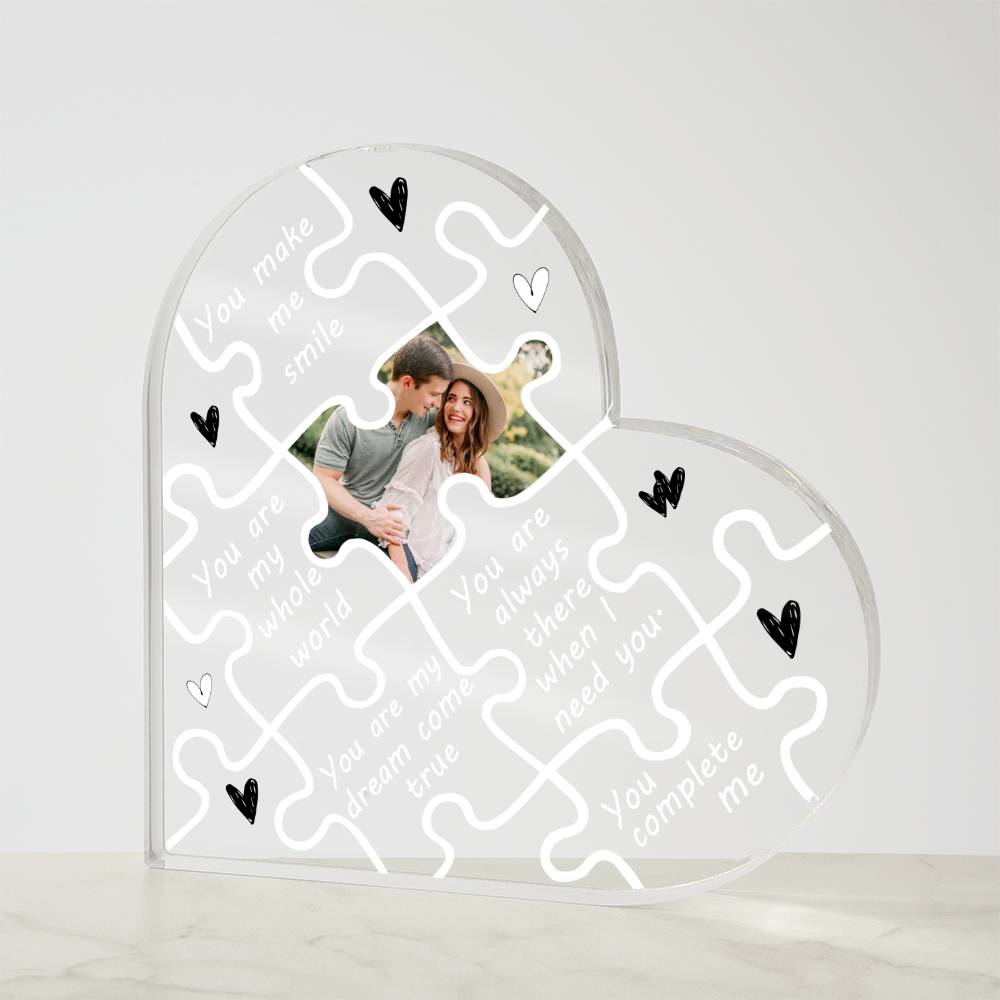 Personalized Heart Puzzle Acrylic Gift for Couples with Photo