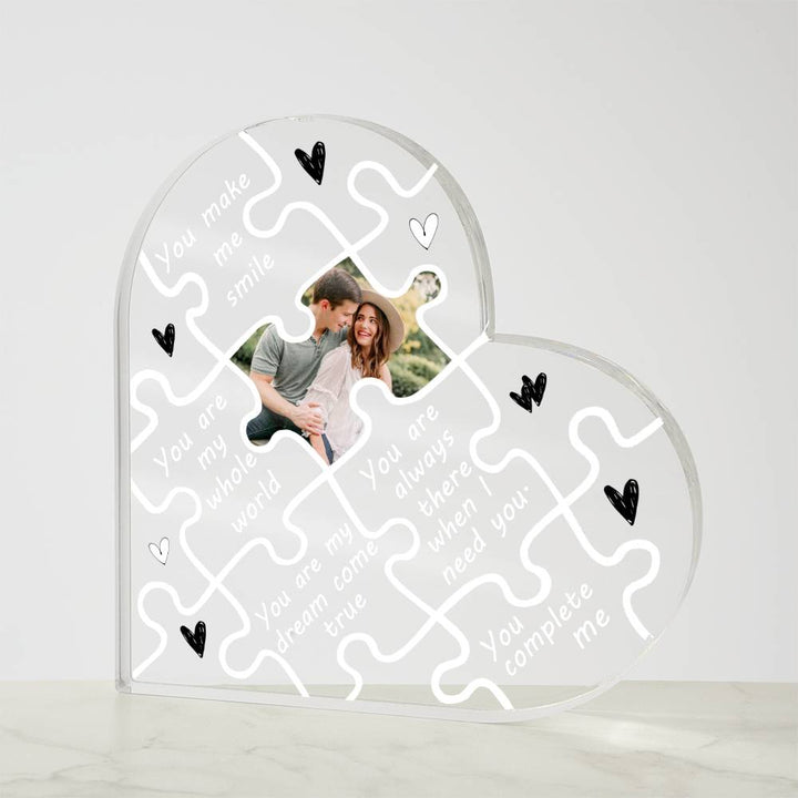 Personalized Heart Puzzle Acrylic Gift for Couples with Photo