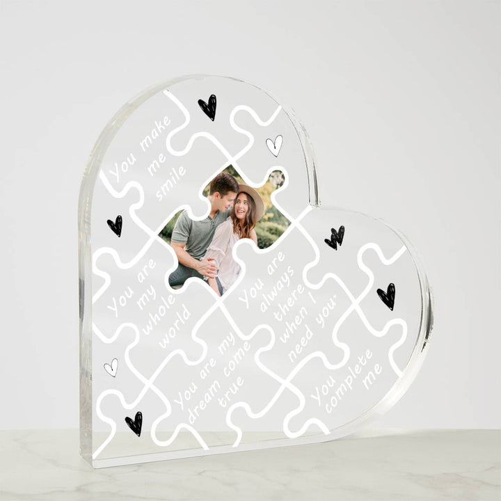 Personalized Heart Puzzle Acrylic Gift for Couples with Photo