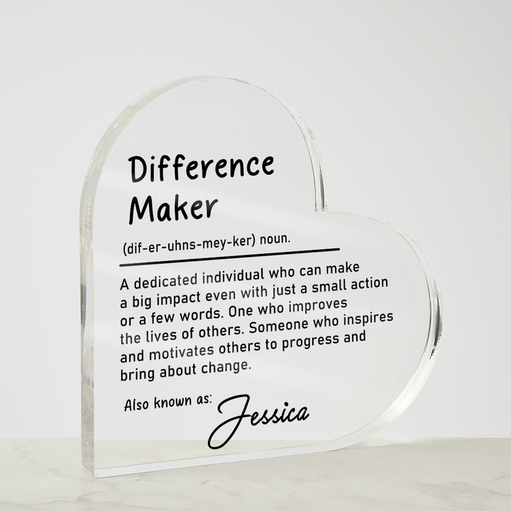 Heart-Shaped Personalized Difference Maker Plaque