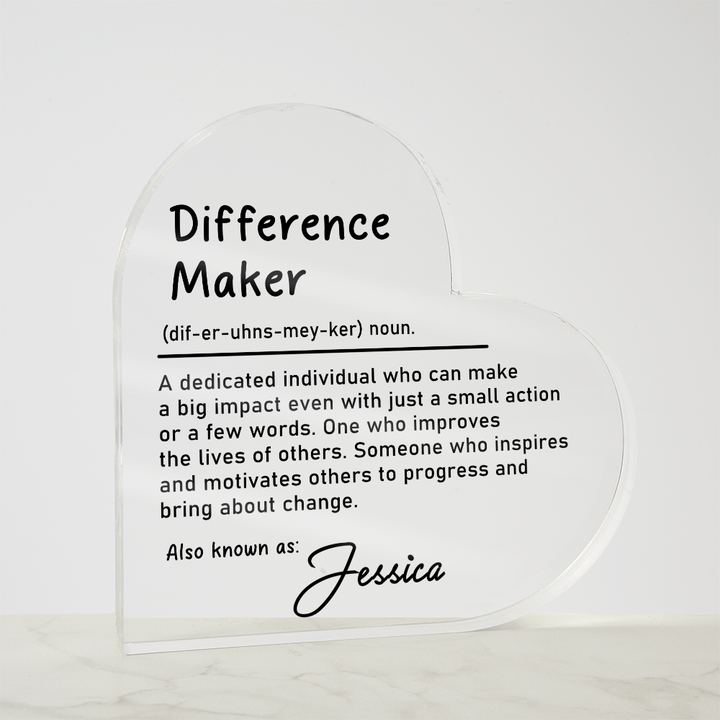 Heart-Shaped Personalized Difference Maker Plaque