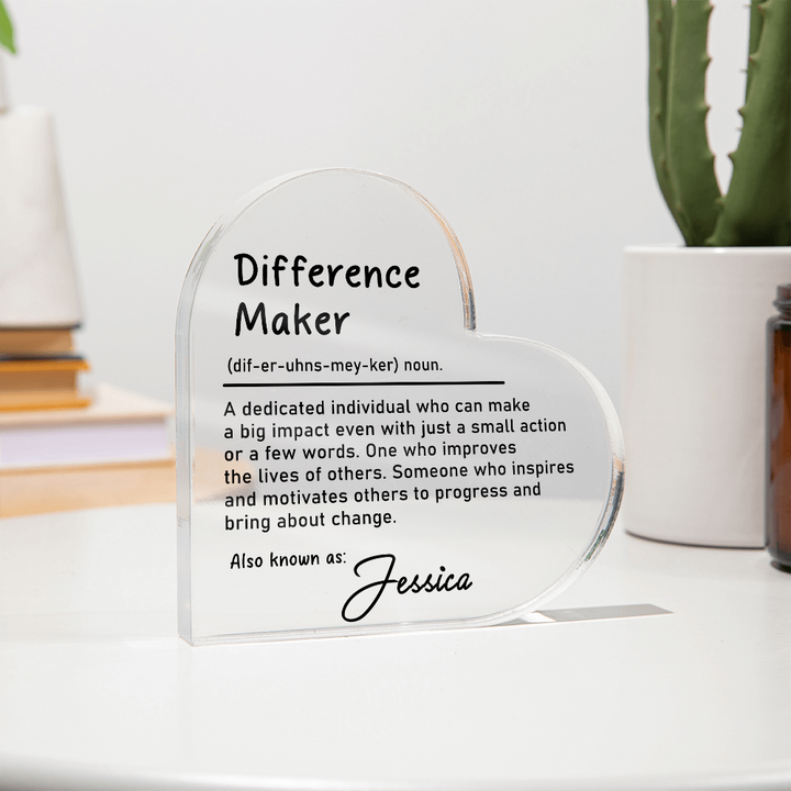 Heart-Shaped Personalized Difference Maker Plaque