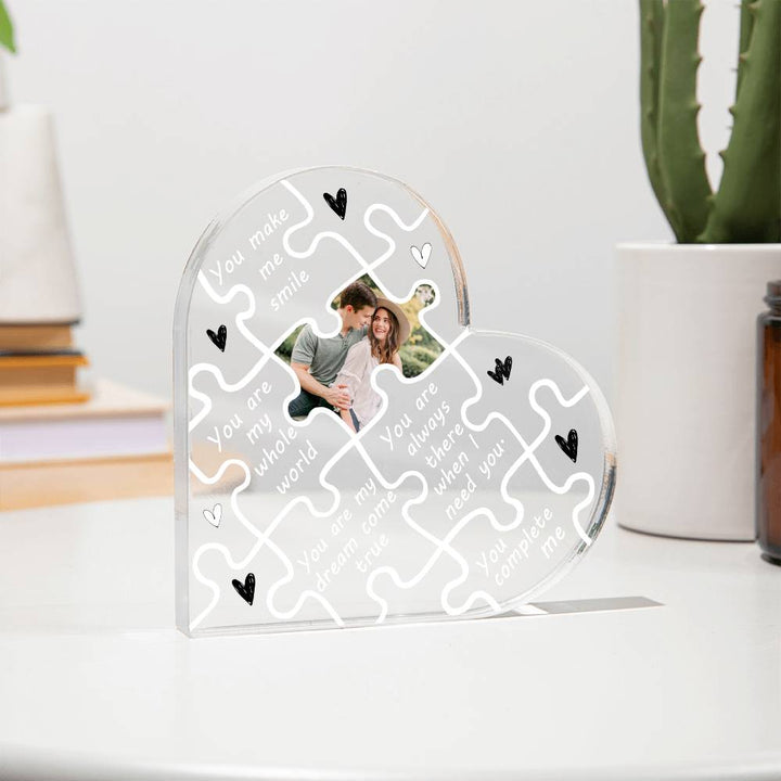 Personalized Heart Puzzle Acrylic Gift for Couples with Photo