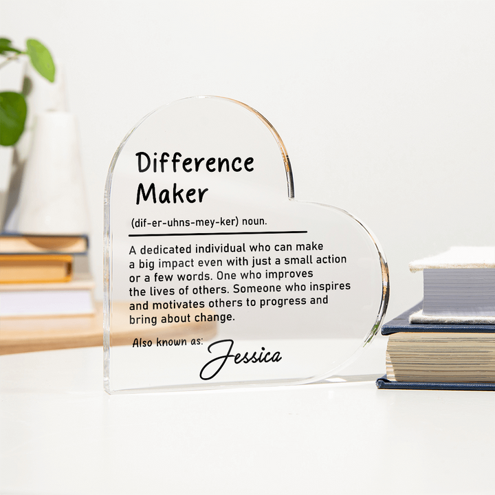 Heart-Shaped Personalized Difference Maker Plaque