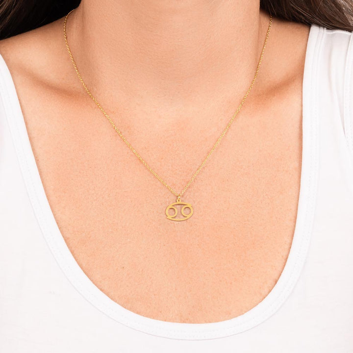 Gold Cancer Zodiac Necklace with Message Card