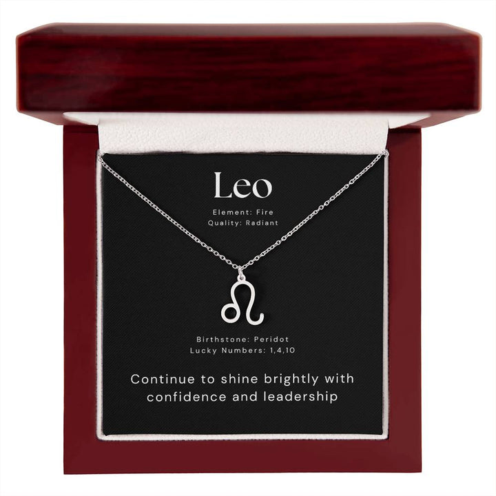 Silver Leo Zodiac Necklace with Message Card