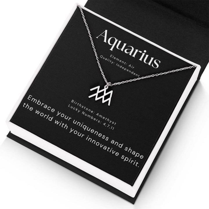 Aquarius Zodiac Silver Necklace