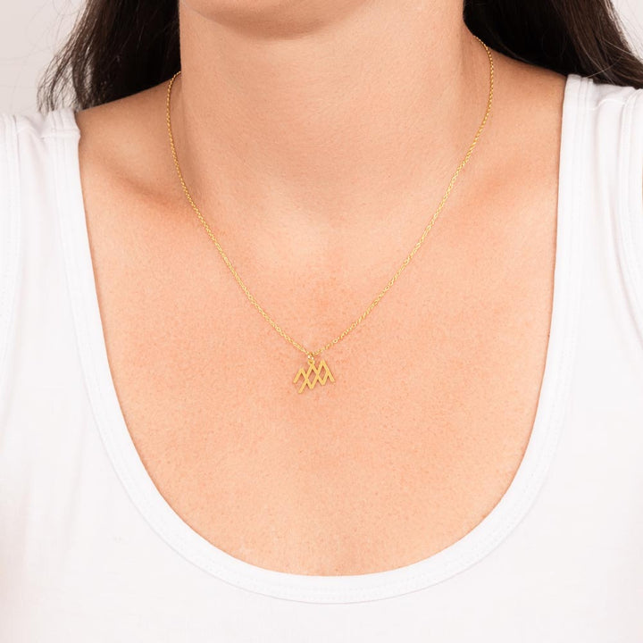 Aquarius Zodiac Gold Necklace