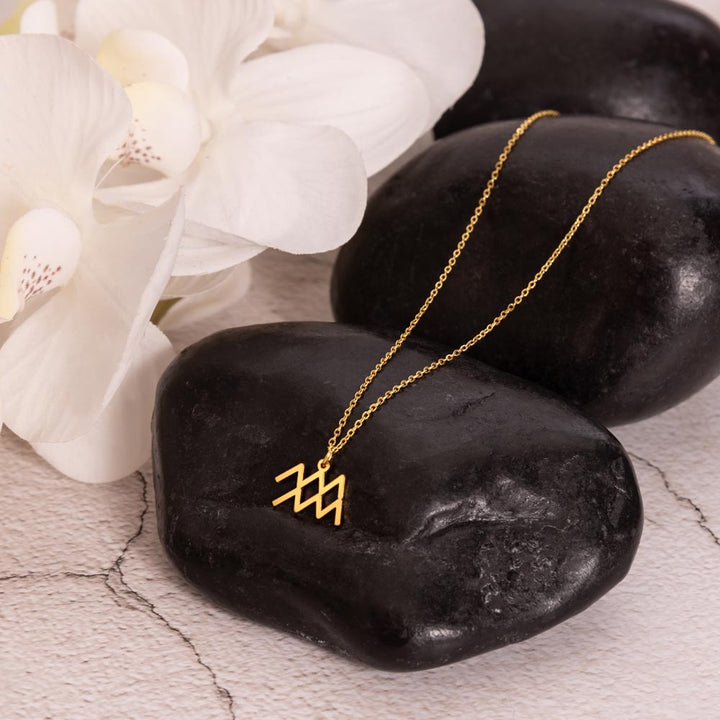Aquarius Zodiac Gold Necklace