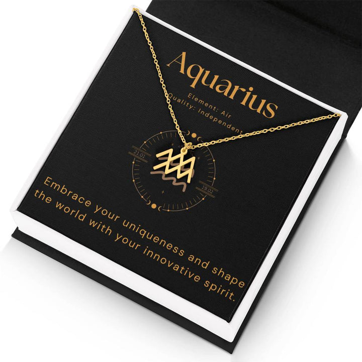 Aquarius Zodiac Gold Necklace
