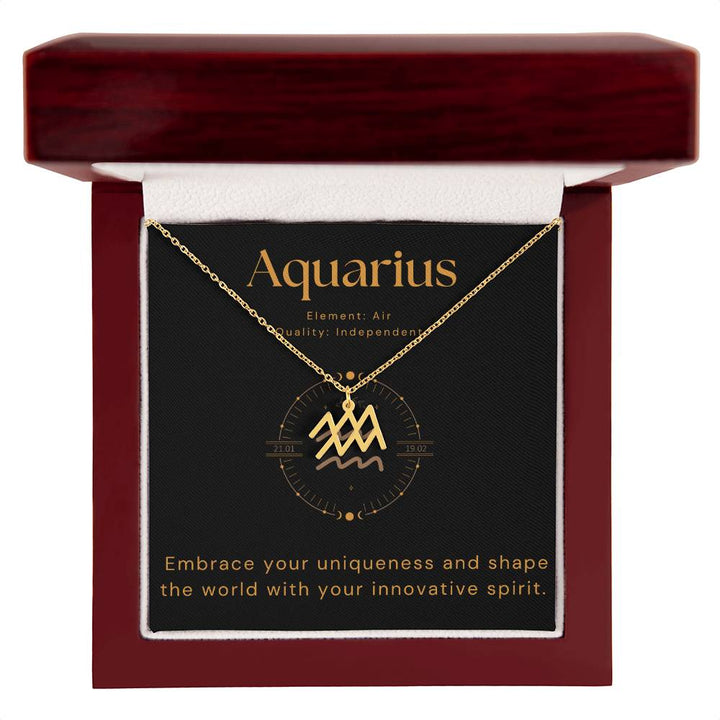 Aquarius Zodiac Gold Necklace