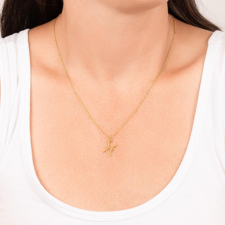 Pisces Zodiac Gold Necklace