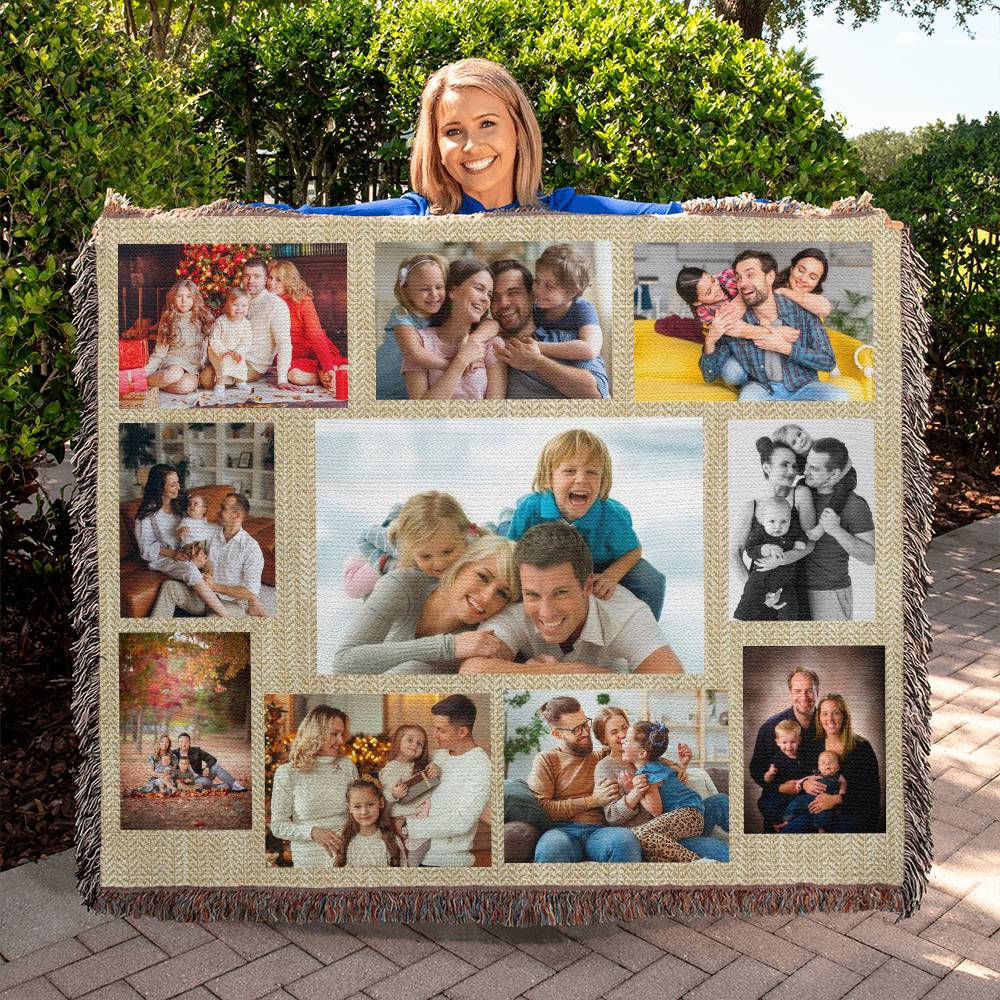 Customizable Photo Collage Woven Blanket
