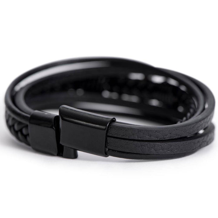 Black Cross Leather Bracelet for Son - Rise
