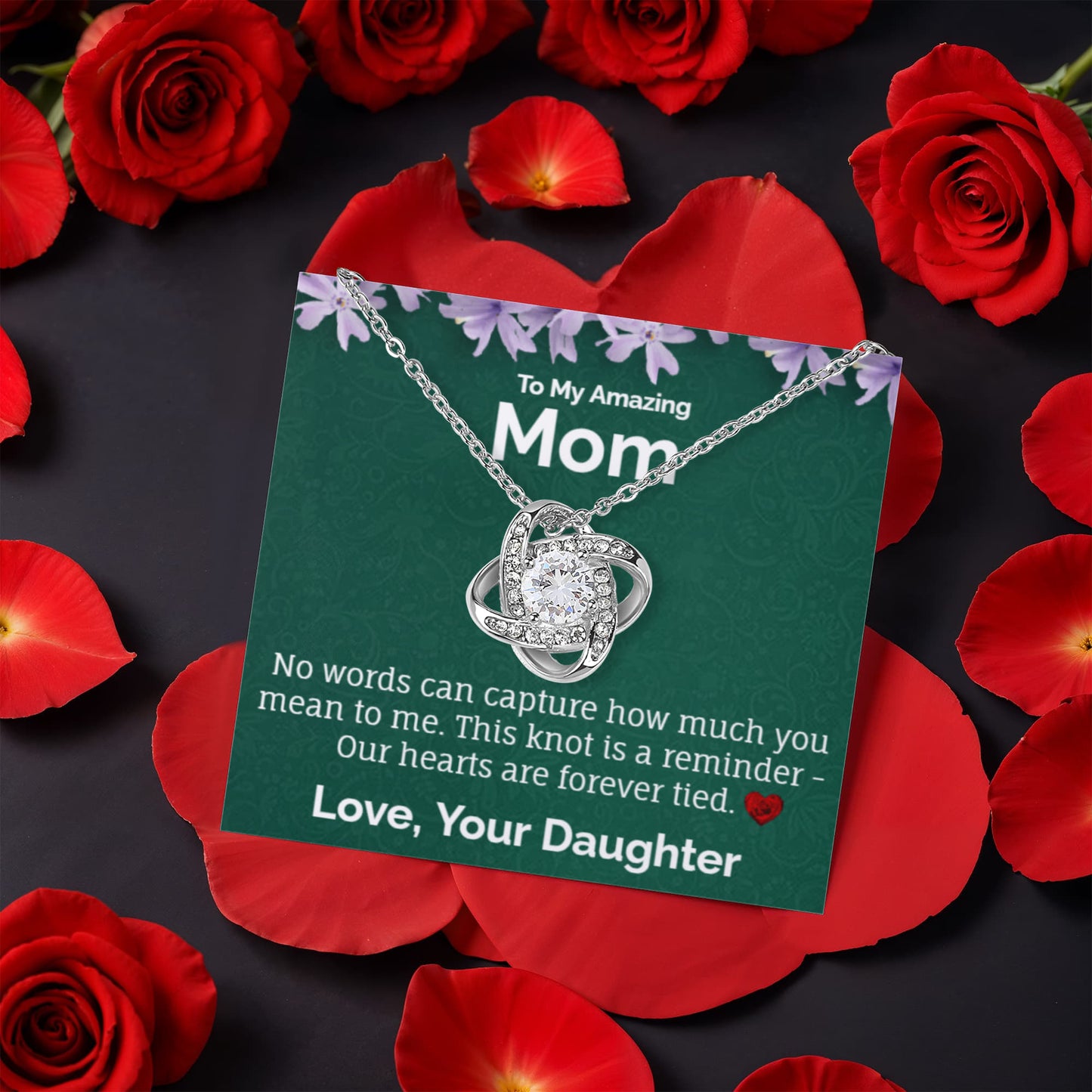 To My Amazing Mom – Love Knot Necklace in Rotating Jewelry Box