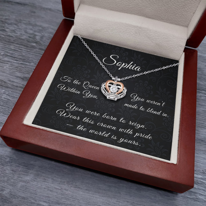 Crown Heart Necklace for Her – Gift for the Queen Within