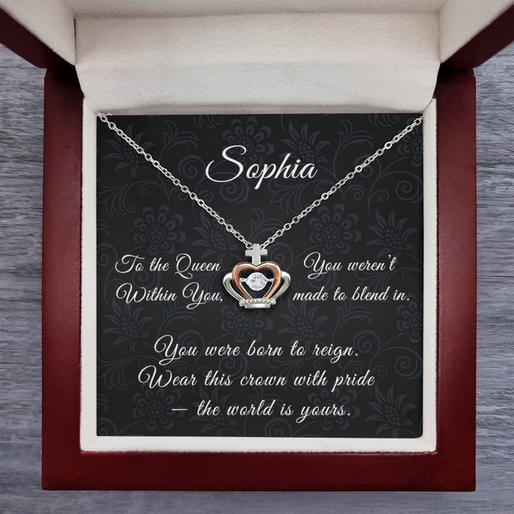 Crown Heart Necklace for Her – Gift for the Queen Within