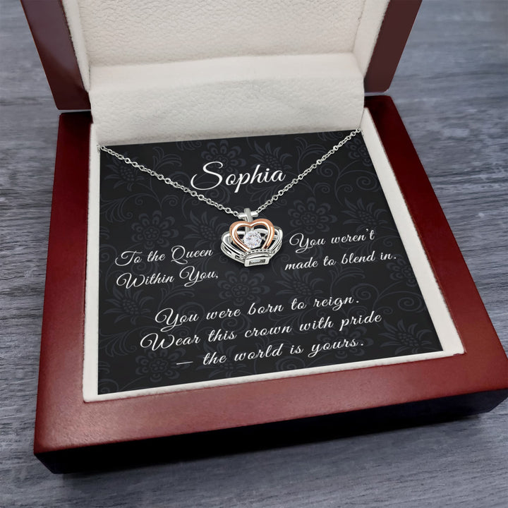 Crown Heart Necklace for Her – Gift for the Queen Within