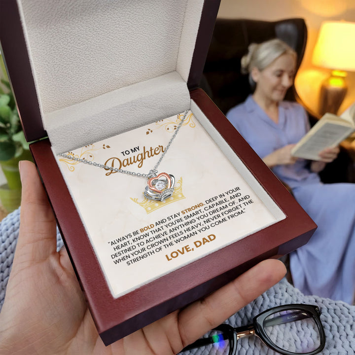 Crown Heart Necklace Gift from Dad