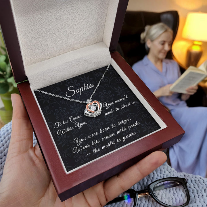 Crown Heart Necklace for Her – Gift for the Queen Within