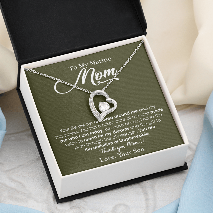 Heart Necklace Gift for Marine Mom
