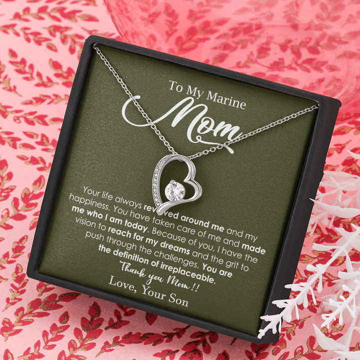 Heart Necklace Gift for Marine Mom