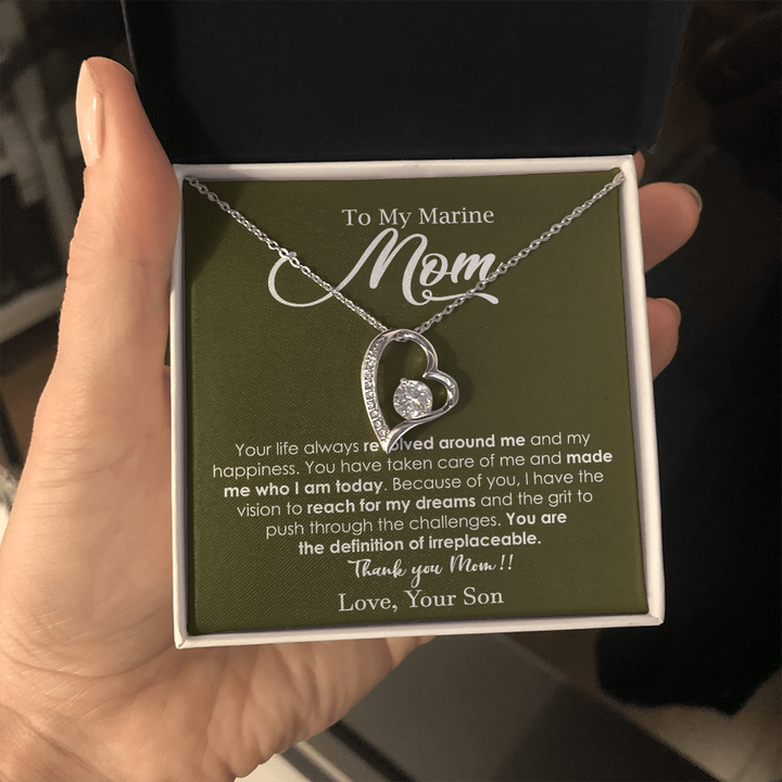 Heart Necklace Gift for Marine Mom