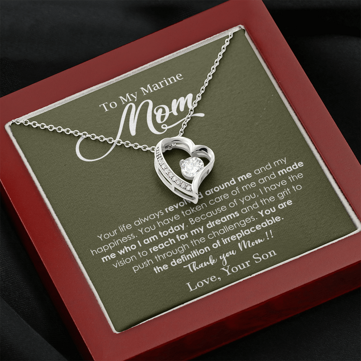 Heart Necklace Gift for Marine Mom