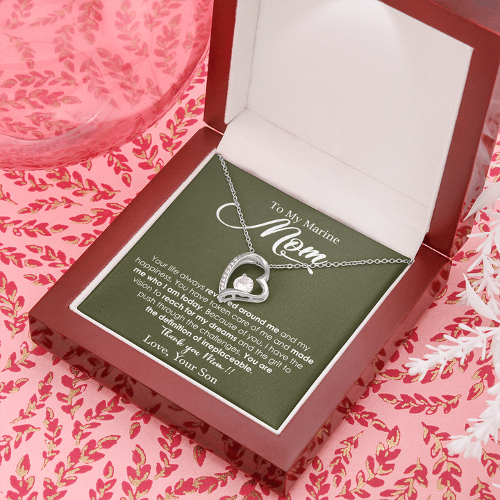 Heart Necklace Gift for Marine Mom