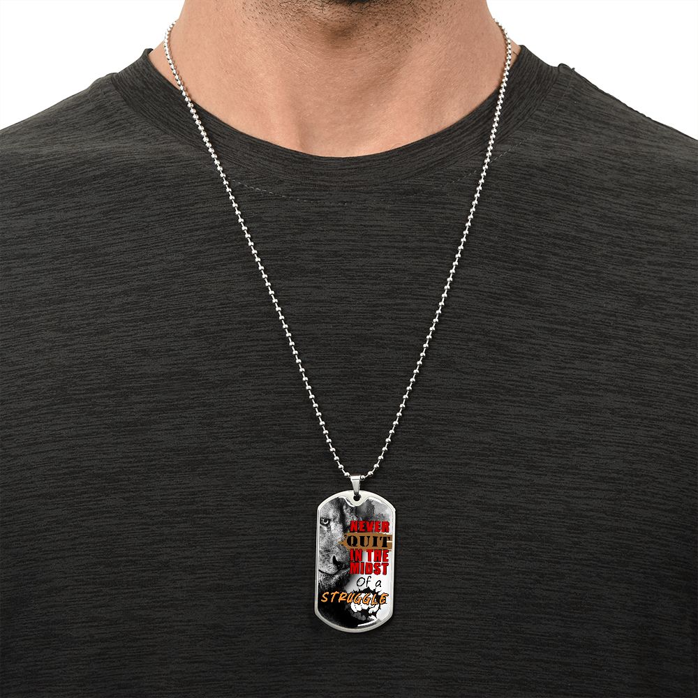 Lion Strength Dog Tag Necklace for Men