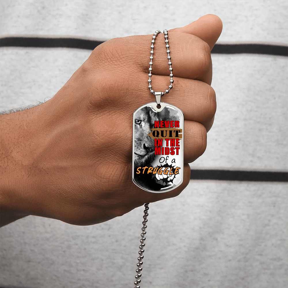 Lion Strength Dog Tag Necklace for Men