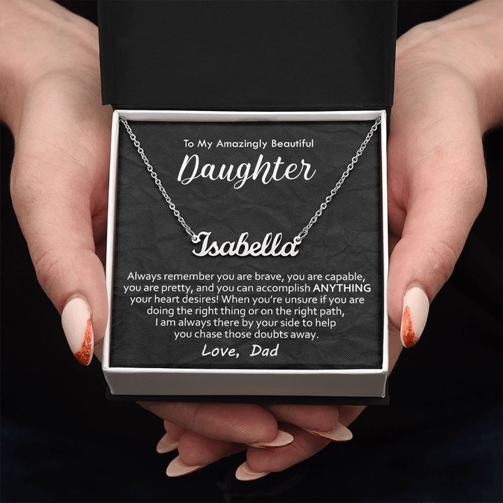 Brave Daughter Name Necklace from Dad